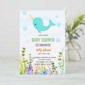 Invitation d'anniversaire de douche de licorne de  (Debout devant)