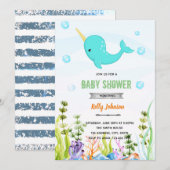 Invitation d'anniversaire de douche de licorne de  (Devant / Derrière)