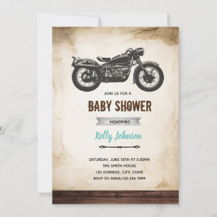 Invitation d'anniversaire de douche de moto vintag