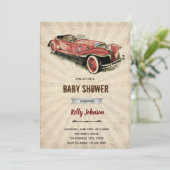 Invitation d'anniversaire de douche de voiture rét (Debout devant)