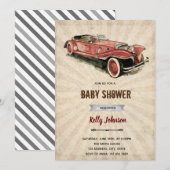 Invitation d'anniversaire de douche de voiture rét (Devant / Derrière)