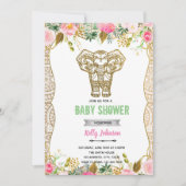 Invitation d'anniversaire de douche d'éléphant ind (Devant)