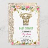 Invitation d'anniversaire de douche d'éléphant ind (Devant / Derrière)