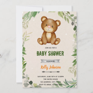 Invitation d'anniversaire de douche d'ours de forê