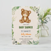 Invitation d'anniversaire de douche d'ours de forê (Debout devant)