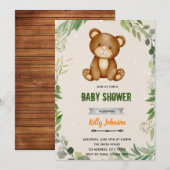 Invitation d'anniversaire de douche d'ours de forê (Devant / Derrière)