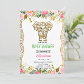 Invitation d'anniversaire de douche éléphant indie (Debout devant)