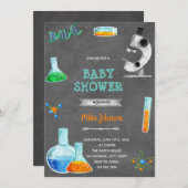 Invitation d'anniversaire de douche scientifique (Devant / Derrière)