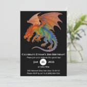Invitation d'anniversaire de dragon à écailles rad (Debout devant)