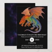 Invitation d'anniversaire de dragon à écailles rad (Devant / Derrière)