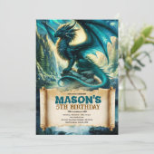 Invitation d'anniversaire de dragon de fantaisie (Debout devant)