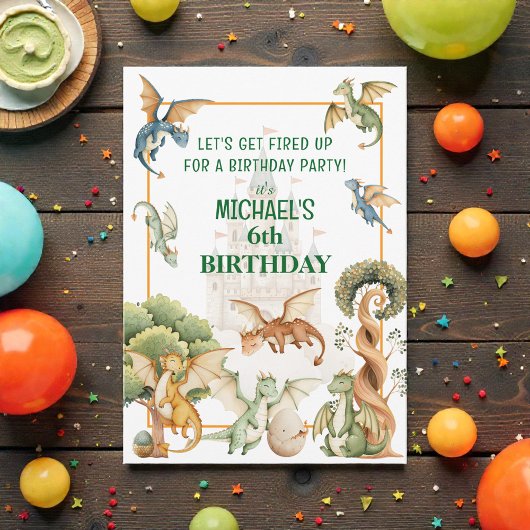 Invitation d'anniversaire de dragon fantaisiste