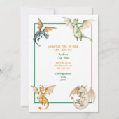 Invitation d'anniversaire de dragon fantaisiste (Dos)