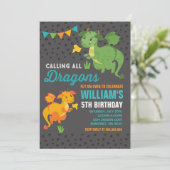 Invitation d'anniversaire de dragon Knights & Drag (Debout devant)