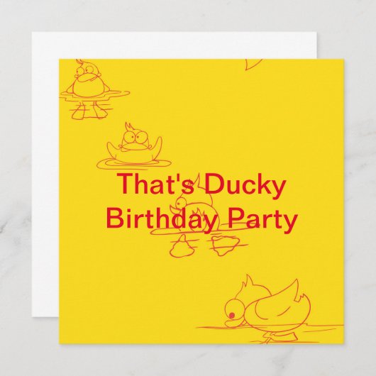 Invitation d'anniversaire de Duckie (Devant / Derrière)