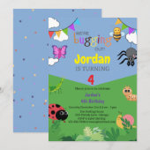 Invitation d'Anniversaire de enfant à thème de bog (Devant / Derrière)