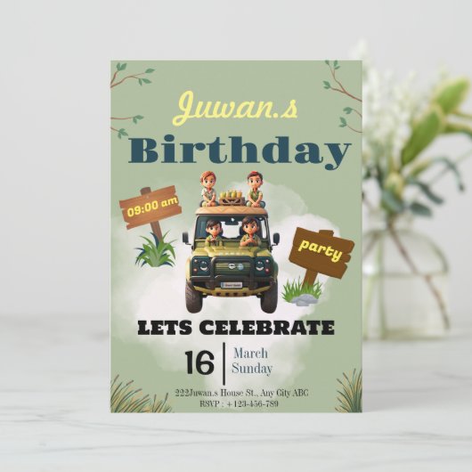 Invitation d'Anniversaire de enfant, Conception pe (Debout devant)