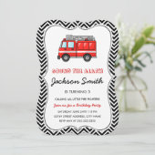 Invitation d'Anniversaire de enfant de camion-feu (Debout devant)