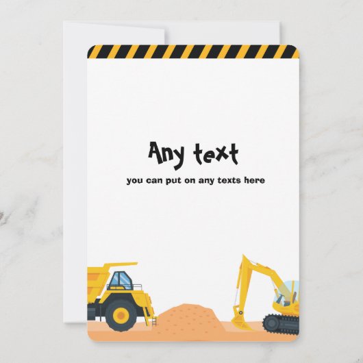 Invitation d'Anniversaire de enfant de constructio (Dos)