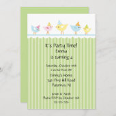 Invitation d'anniversaire de enfant d'oiseaux (Devant / Derrière)