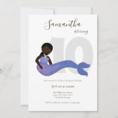 Invitation d'Anniversaire de enfant mauve de sirèn (Devant)