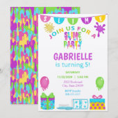 Invitation d'Anniversaire de enfant mince et color (Devant / Derrière)