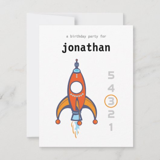 Invitation d'anniversaire de enfant - Rocket (Devant)
