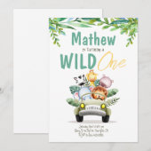 Invitation d'Anniversaire de enfant Wild One Safar (Devant / Derrière)