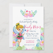 Invitation d'anniversaire de fée de jardin enchant (Devant)