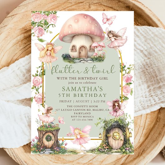 Invitation d'anniversaire de fée de la forêt encha