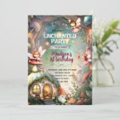 Invitation d'anniversaire de fée de la forêt et de (Debout devant)