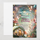Invitation d'anniversaire de fée de la forêt et de (Devant / Derrière)