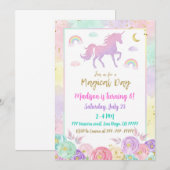 Invitation d'anniversaire de fée fête magique et f (Devant / Derrière)