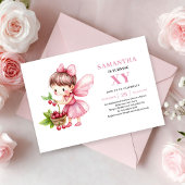 Invitation d'anniversaire de fée fille mignonne fl