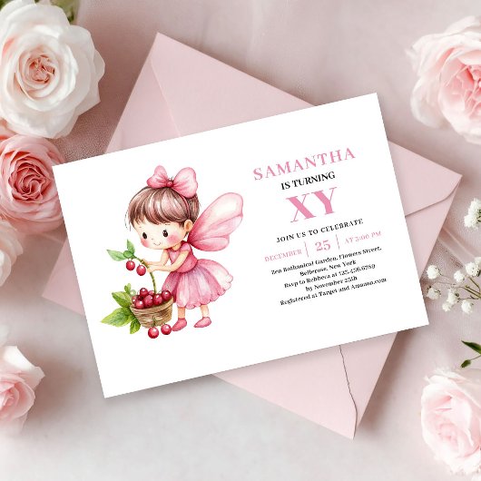 Invitation d'anniversaire de fée fille mignonne fl