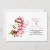 Invitation d'anniversaire de fée fille mignonne fl (Devant)