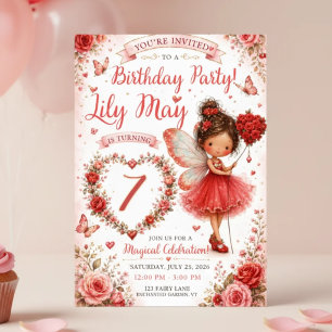 Invitation d'anniversaire de fée Jardin de roses