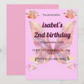 Invitation d'anniversaire de fée pour filles (Devant / Derrière)