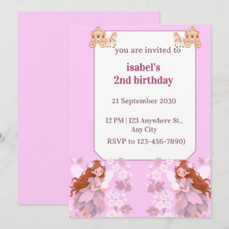 Invitation d'anniversaire de fée pour filles