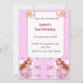 Invitation d'anniversaire de fée pour filles (Devant)