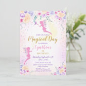 Invitation d'anniversaire de fée rose Jardin de fé (Debout devant)