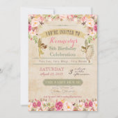 Invitation d'anniversaire de fée vintage (Devant)