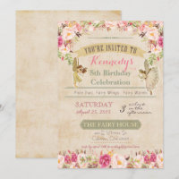 Invitation d'anniversaire de fée vintage