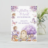 Invitation d'anniversaire de fée violette à l'aqua (Debout devant)