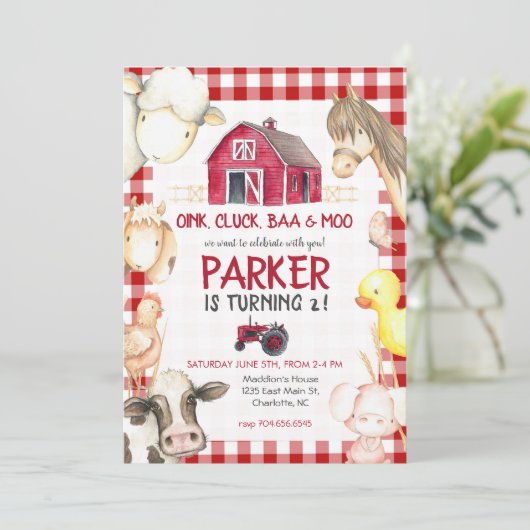 Invitation d'anniversaire de ferme (Debout devant)