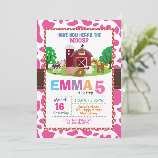 Invitation d'anniversaire de ferme (Debout devant)