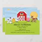 Invitation d'anniversaire de ferme (Devant / Derrière)