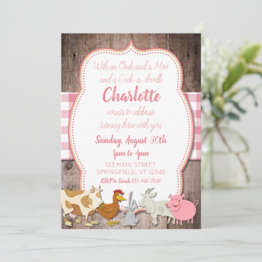 Invitation d'anniversaire de ferme (Debout devant)