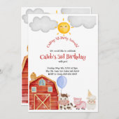 Invitation d'anniversaire de ferme (Devant / Derrière)