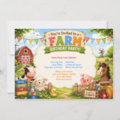 Invitation d'anniversaire de ferme à la grange ave (Dos)
